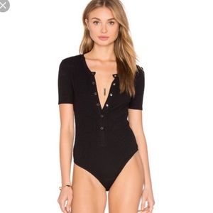 Privacy please ribbed short sleeve bodysuit